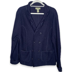 Vintage L.L. Bean Navy Blue Wool Blazer Jacket Petitie Medium